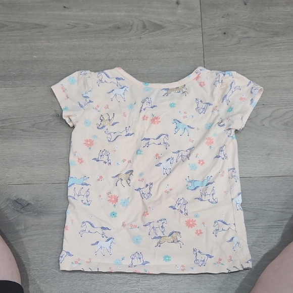 Cat & Jack Light Pink Horse Short Sleeve Tee with Pastel Sketches - Picture 6 of 6